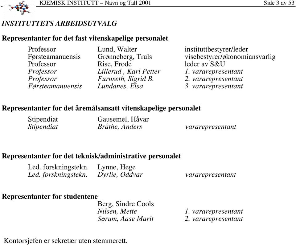 vararepresentant Førsteamanuensis Lundanes, Elsa 3.