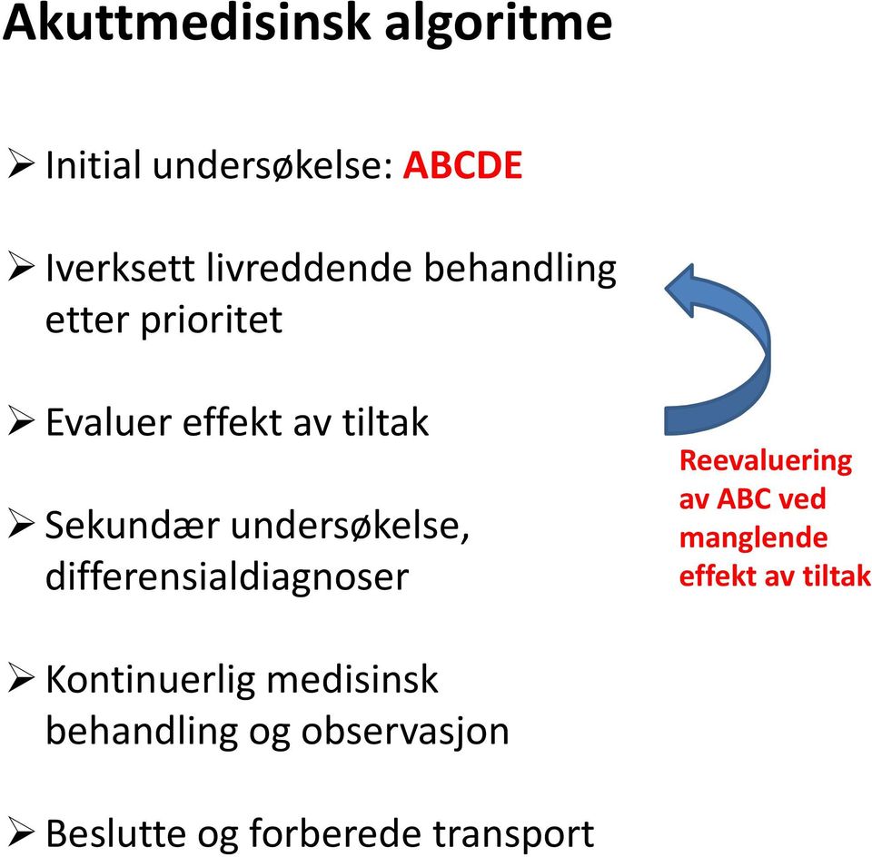 differensialdiagnoser Reevaluering av ABC ved manglende effekt av tiltak