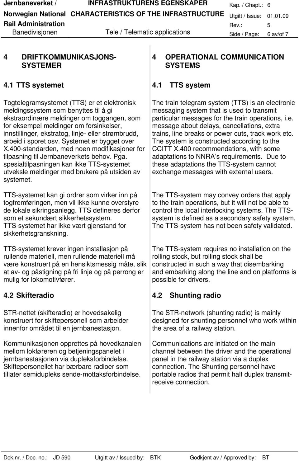 ekstratog, linje- eller strømbrudd, arbeid i sporet osv. Systemet er bygget over X.400-standarden, med noen modifikasjoner for tilpasning til Jernbaneverkets behov. Pga.