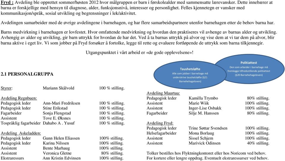 Felles kjennetegn er vansker med kommunikasjon/språk, sosial utvikling og begrensninger i lek/aktivitet.