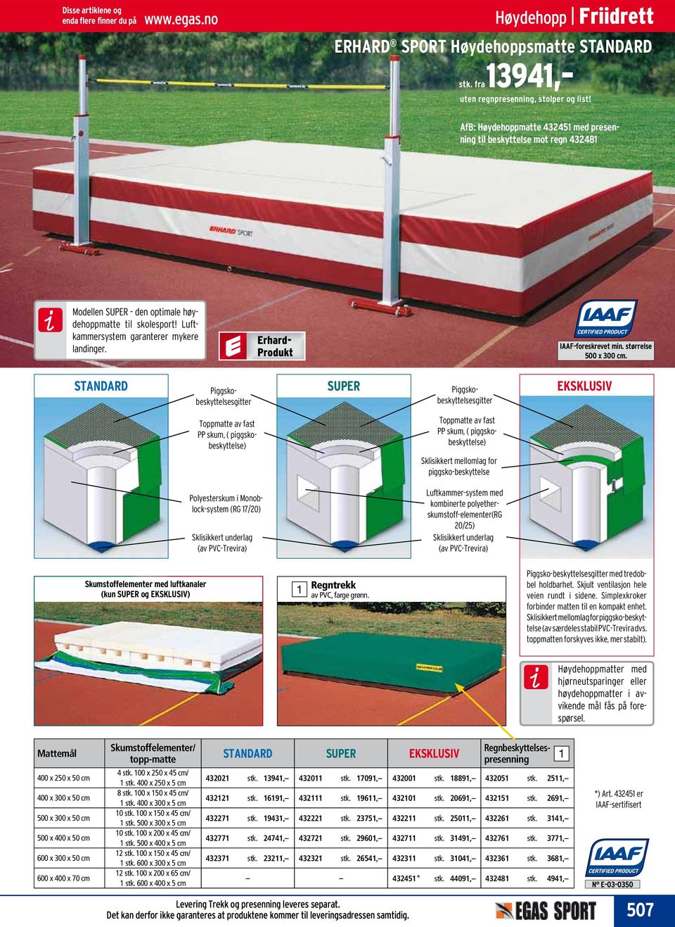 Erhard- Produkt IAAF-foreskrevet min. størrelse 00 x 00 cm.