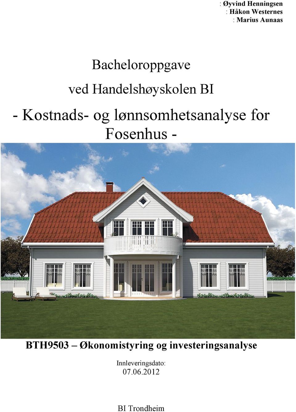 lønnsomhetsanalyse for Fosenhus - BTH9503 Økonomistyring