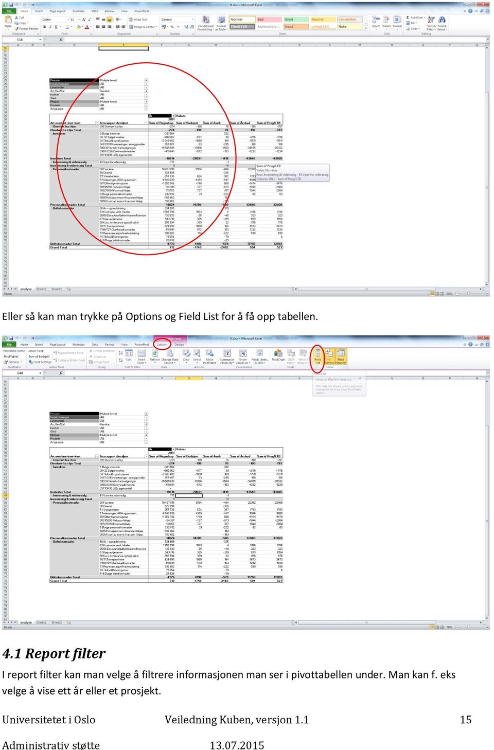 informasjonen man ser i pivottabellen under. Man kan f.