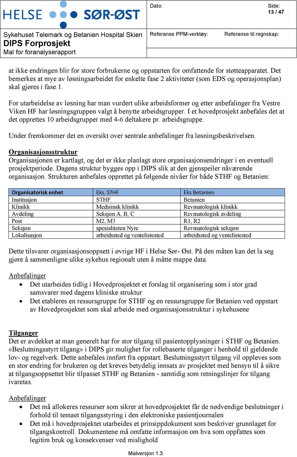 For utarbeidelse av løsning har man vurdert ulike arbeidsformer og etter anbefalinger fra Vestre Viken HF har løsningsgruppen valgt å benytte arbeidsgrupper.