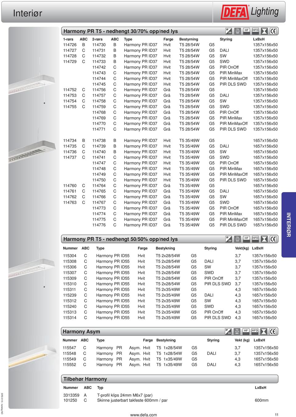 114742 C Harmony PR ID37 Hvit T5 28/54W G5 PIR OnOff 1357x156x50 114743 C Harmony PR ID37 Hvit T5 28/54W G5 PIR MinMax 1357x156x50 114744 C Harmony PR ID37 Hvit T5 28/54W G5 PIR MinMaxOff 1357x156x50