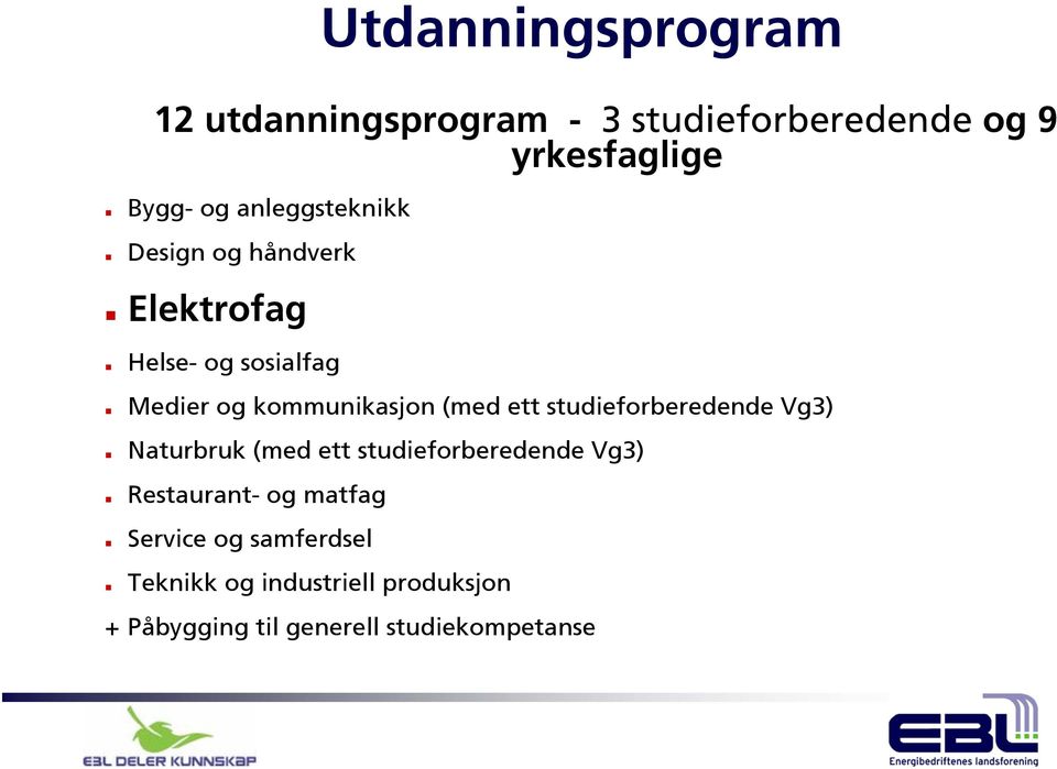 ett studieforberedende Vg3) Naturbruk (med ett studieforberedende Vg3) Restaurant- og matfag