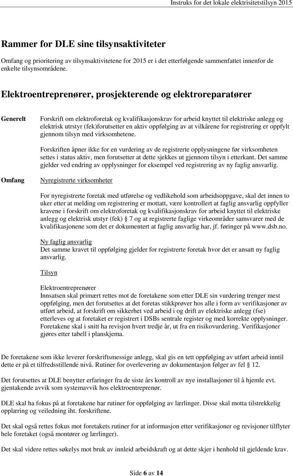 aktiv oppfølging av at vilkårene for registrering er oppfylt gjennom tilsyn med virksomhetene.