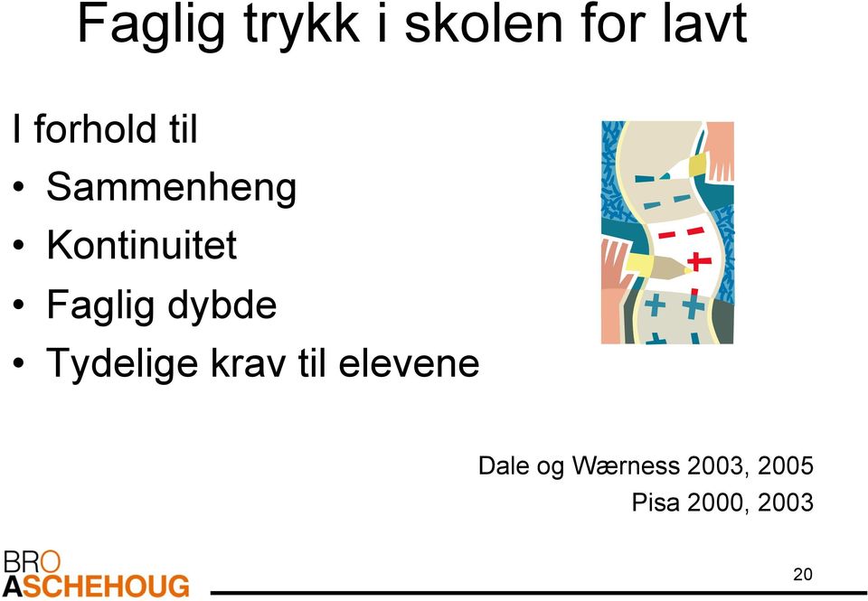 Faglig dybde Tydelige krav til