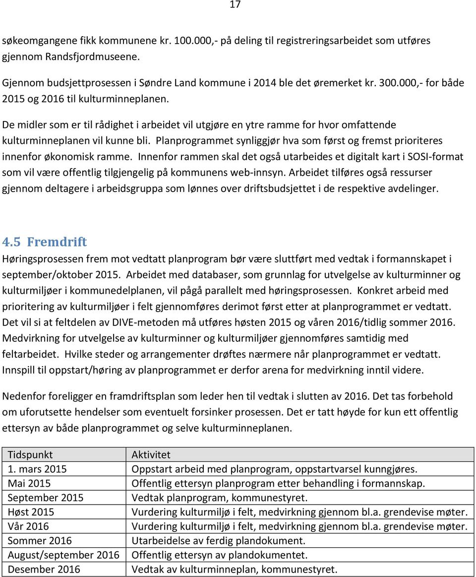 Planprogrammet synliggjør hva som først og fremst prioriteres innenfor økonomisk ramme.