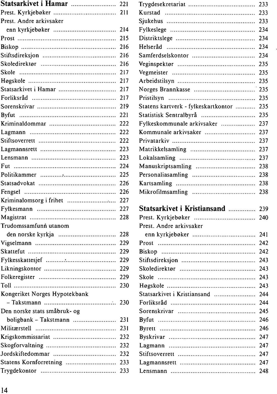 Kriminaldommar 222 Lagmann 222 Stiftsoverrett 222 Lagmannsrett 223 Lensmann 223 Fut 224 Politikammer.