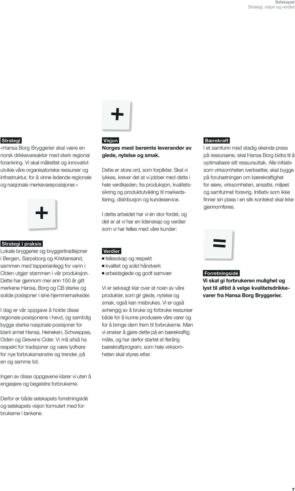 » Norges mest berømte leverandør av glede, nytelse og smak. I et samfunn med stadig økende press på ressursene, skal Hansa Borg bidra til å optimalisere sitt ressursuttak.