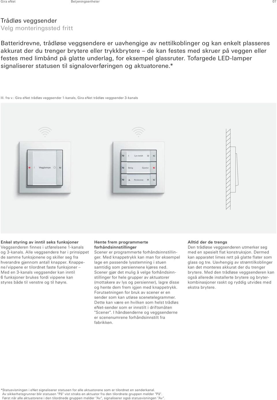 Tofargede LED-lamper signaliserer statusen til signaloverføringen og aktuatorene.* Ill. fra v.