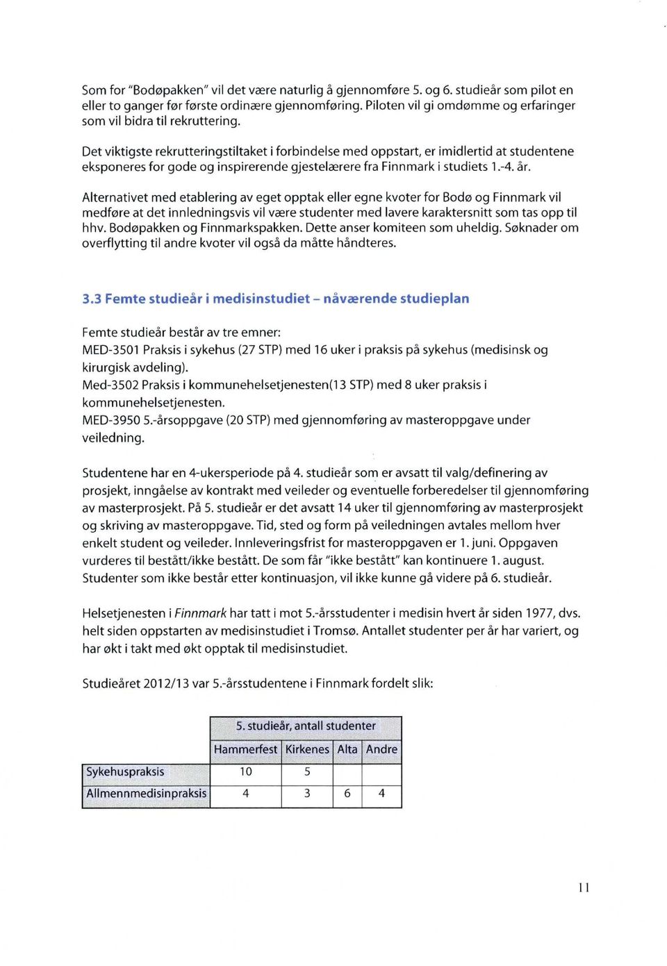 Det viktigste rekrutteringstiltaket i forbindelse med oppstart, er imidlertid at studentene eksponeres for gode og inspirerende gjestelærere fra Finnmark i studiets 1.-4. år.