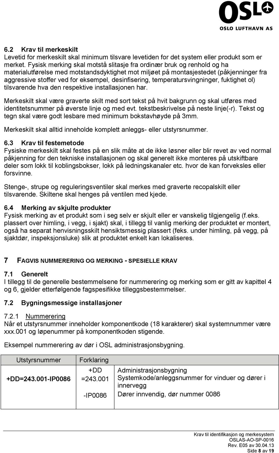 desinfisering, temperatursvingninger, fuktighet ol) tilsvarende hva den respektive installasjonen har.