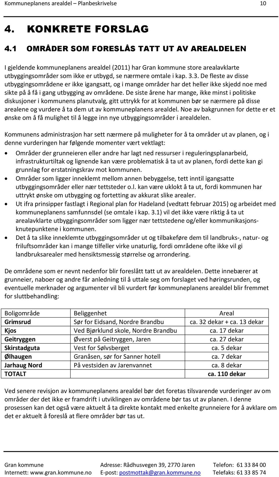 3. De fleste av disse utbyggingsområdene er ikke igangsatt, og i mange områder har det heller ikke skjedd noe med sikte på å få i gang utbygging av områdene.