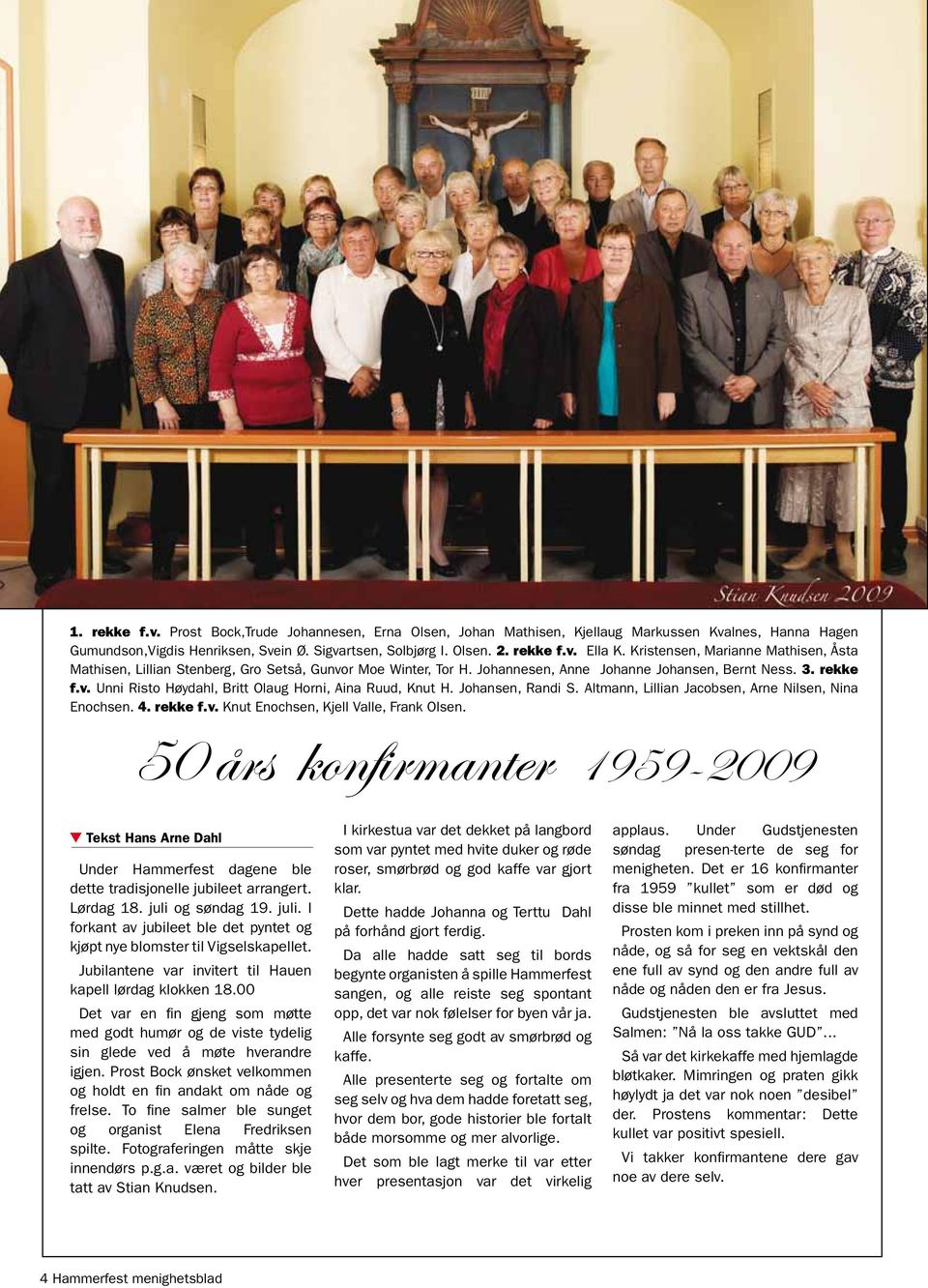 Johansen, Randi S. Altmann, Lillian Jacobsen, Arne Nilsen, Nina Enochsen. 4. rekke f.v. Knut Enochsen, Kjell Valle, Frank Olsen.