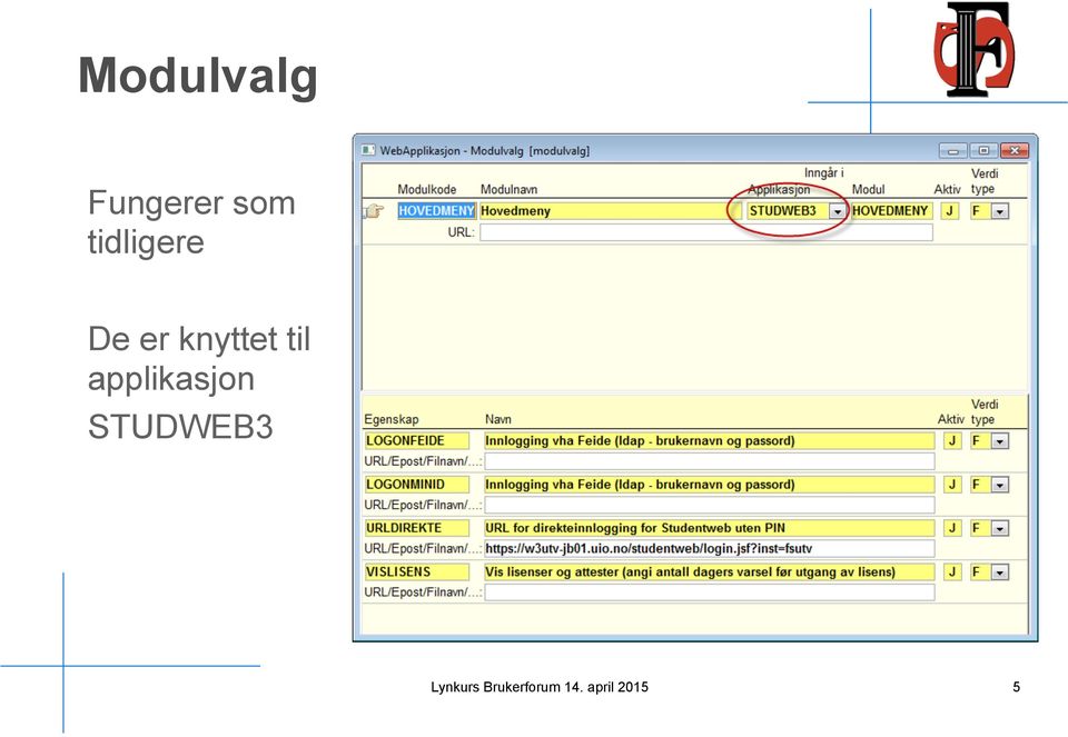 til applikasjon STUDWEB3