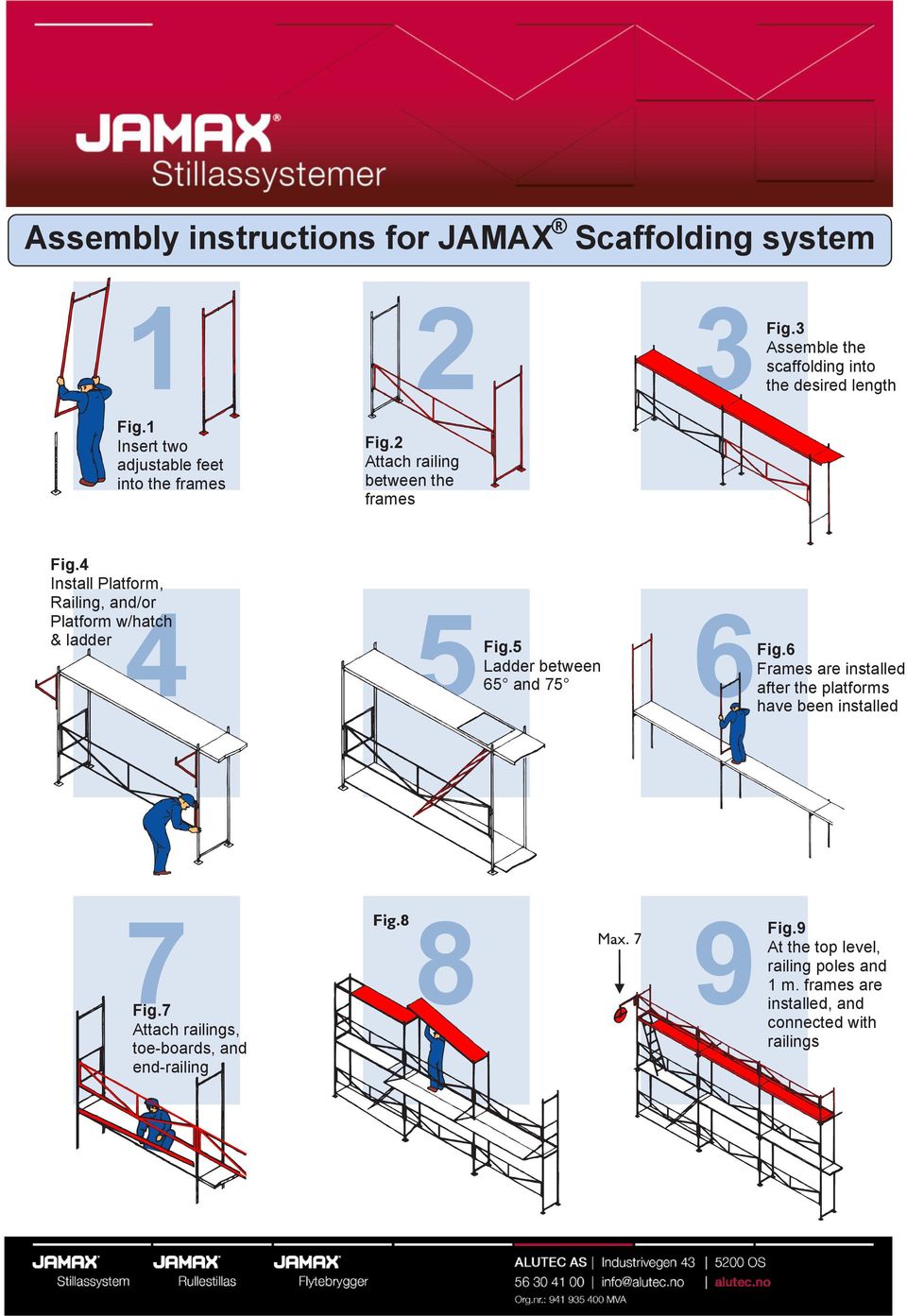 4 Install Platform, Railing, and/or Platform w/hatch 4 & ladder 5 Fig.5 Ladder between 65 and 75 6 Fig.