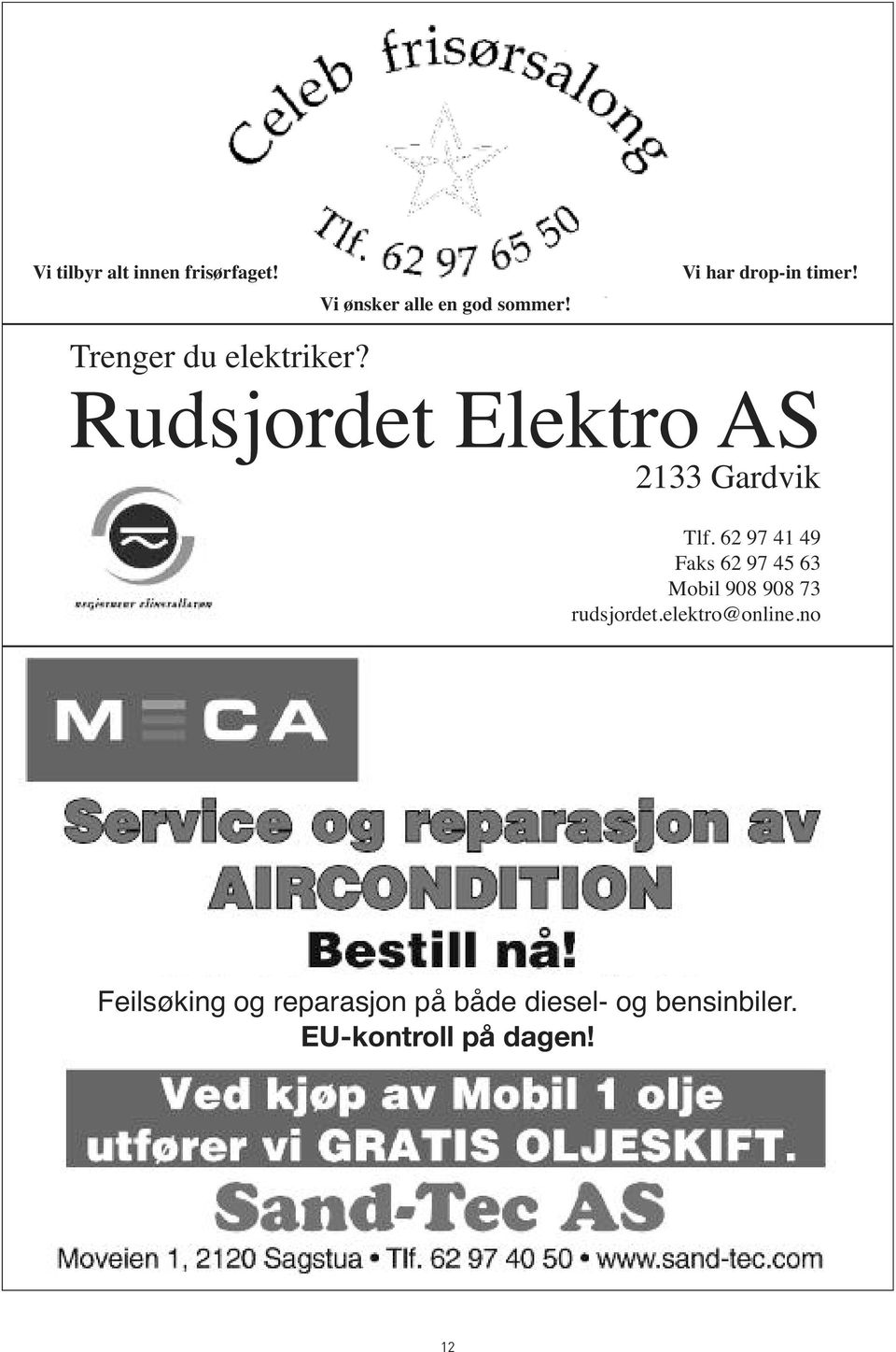 Rudsjordet Elektro AS 2133 Gardvik Tlf.