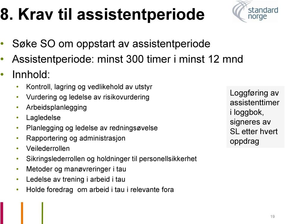 Rapportering og administrasjon Veilederrollen Sikringslederrollen og holdninger til personellsikkerhet Metoder og manøvreringer i tau Ledelse