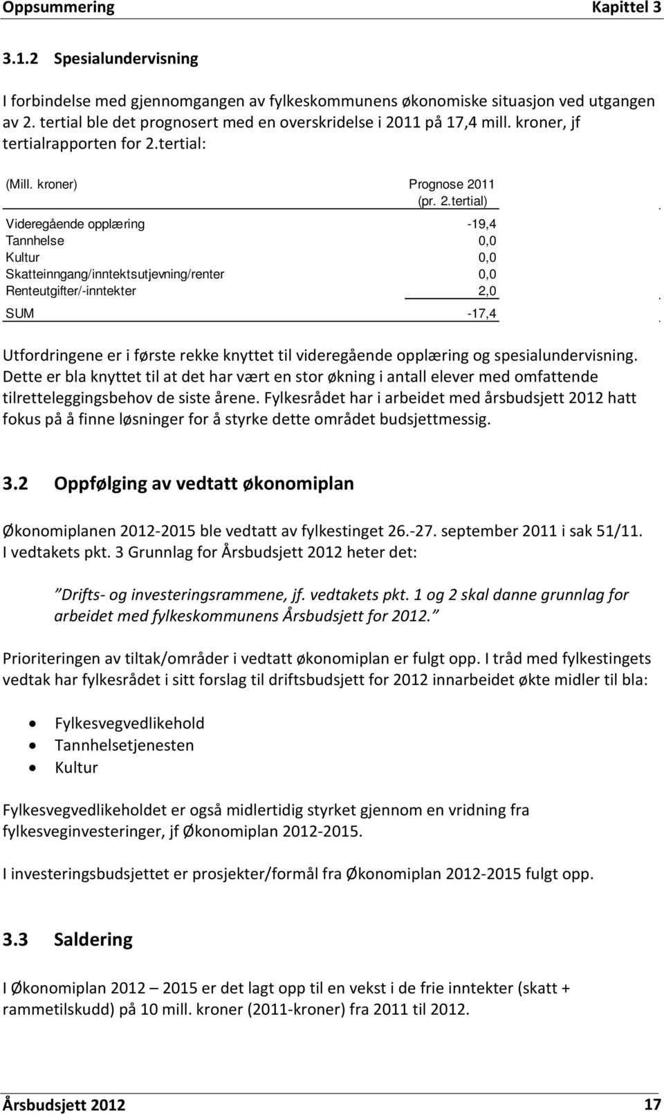 11 på 17,4 mill. kroner, jf tertialrapporten for 2.