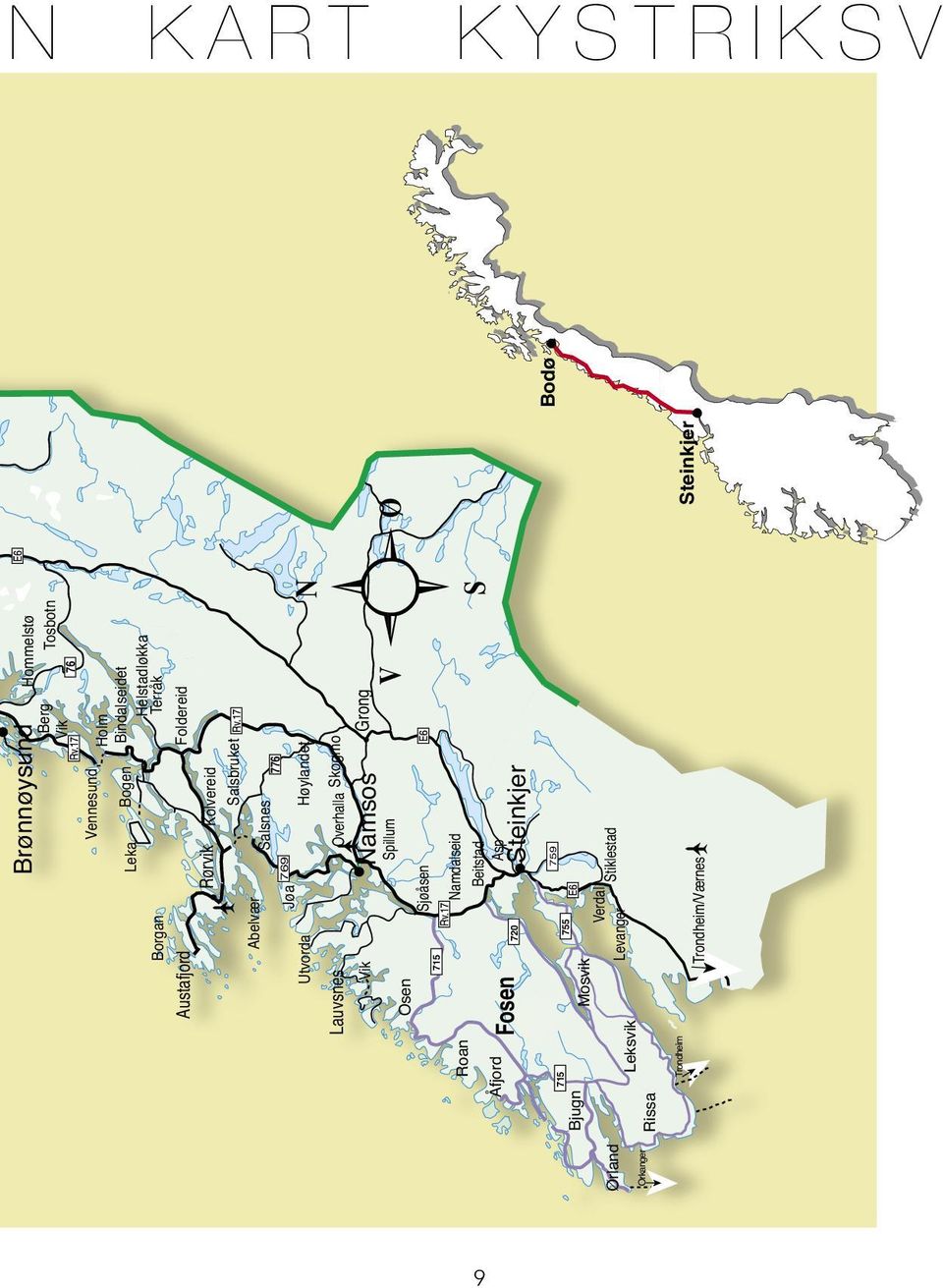 Foldereid Roan Åfjord Lauvsnes Osen Fosen Vik 715 720 Sjøåsen Overhalla Namsos Grong Spillum Namdalseid Beitstad Asp