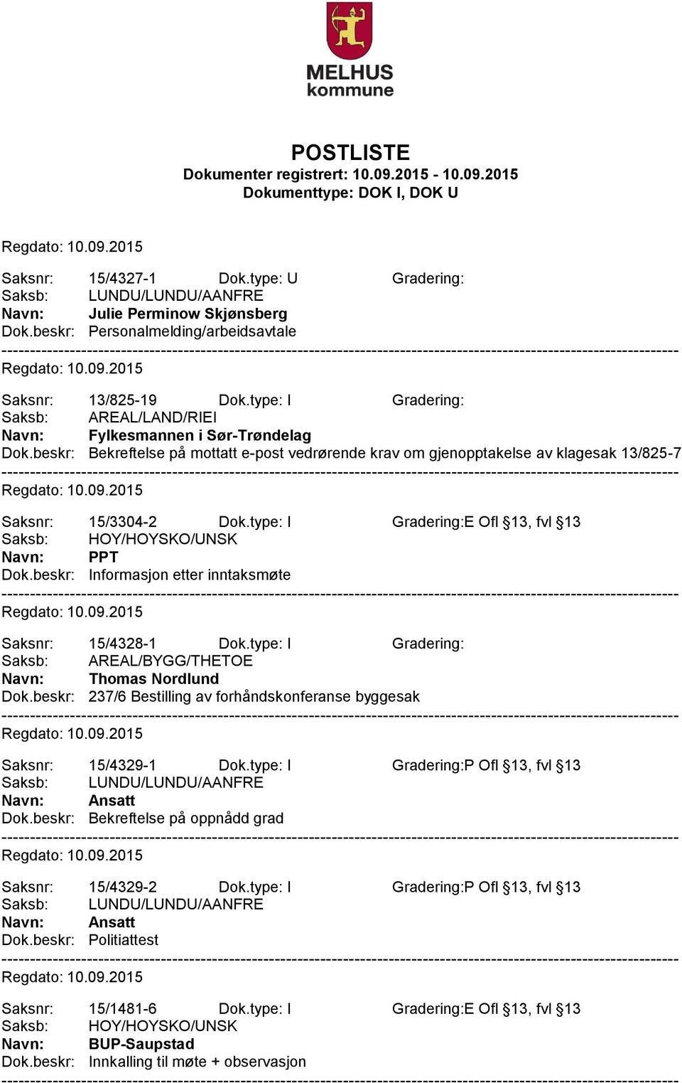 type: I Gradering:E Ofl 13, fvl 13 Saksb: HOY/HOYSKO/UNSK Navn: PPT Dok.beskr: Informasjon etter inntaksmøte Saksnr: 15/4328-1 Dok.