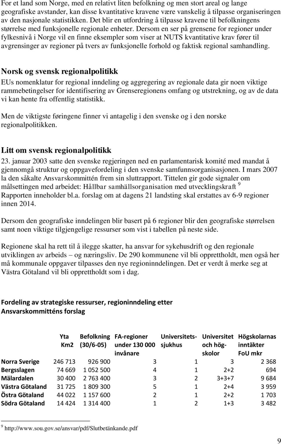 Dersom en ser på grensene for regioner under fylkesnivå i Norge vil en finne eksempler som viser at NUTS kvantitative krav fører til avgrensinger av regioner på tvers av funksjonelle forhold og