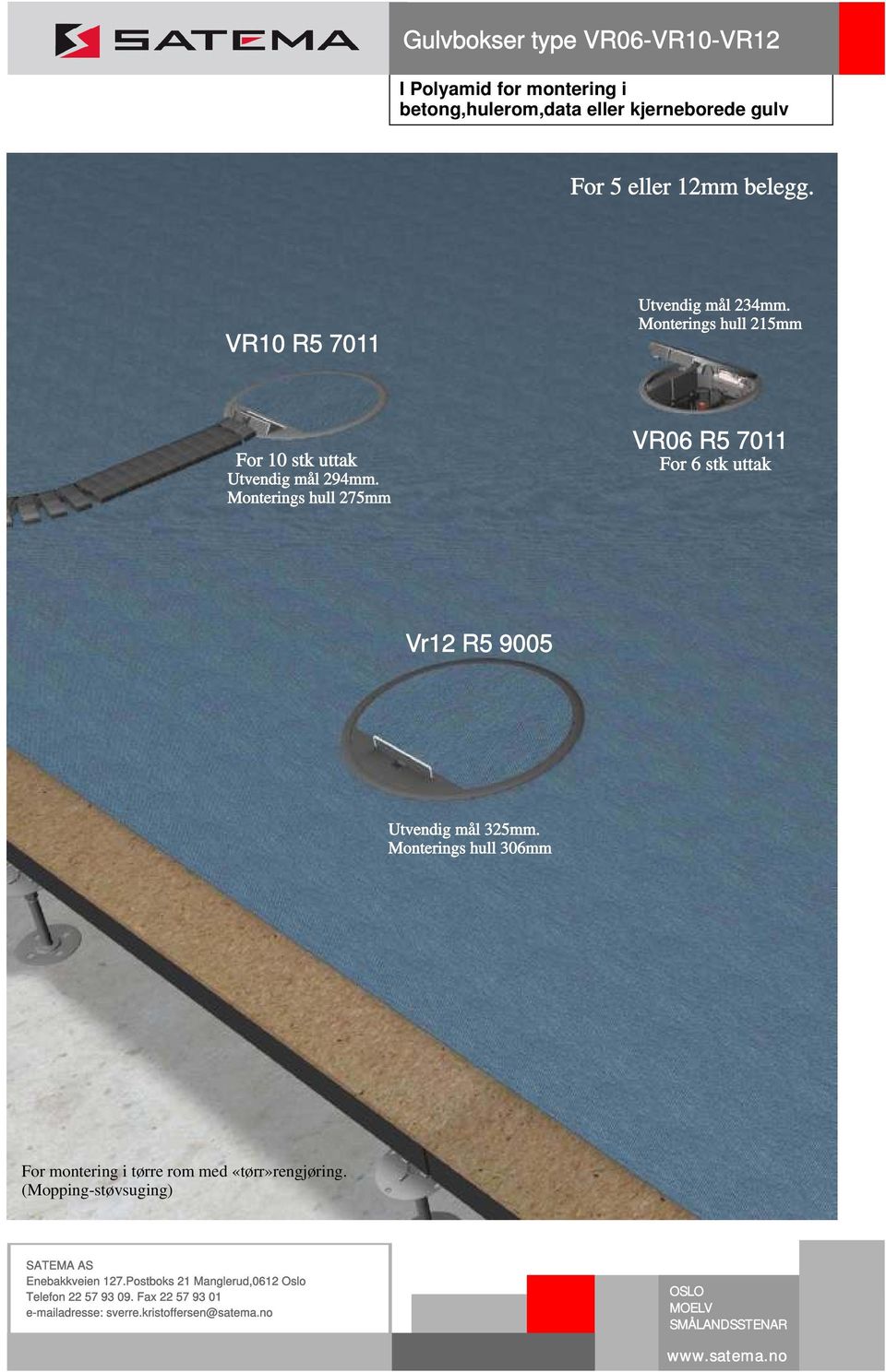 Monterings hull 215mm For 10 stk uttak Utvendig mål