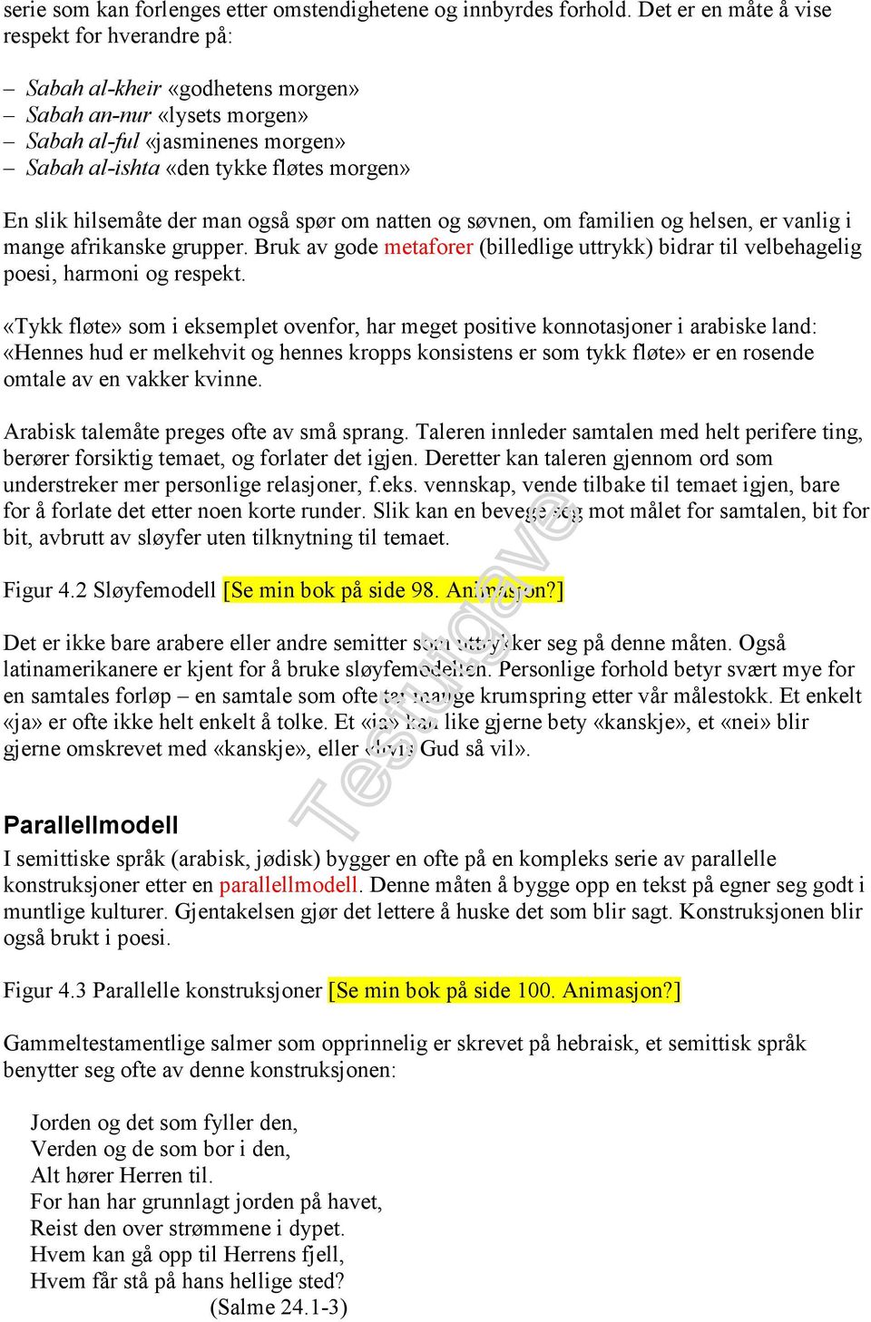 hilsemåte der man også spør om natten og søvnen, om familien og helsen, er vanlig i mange afrikanske grupper.