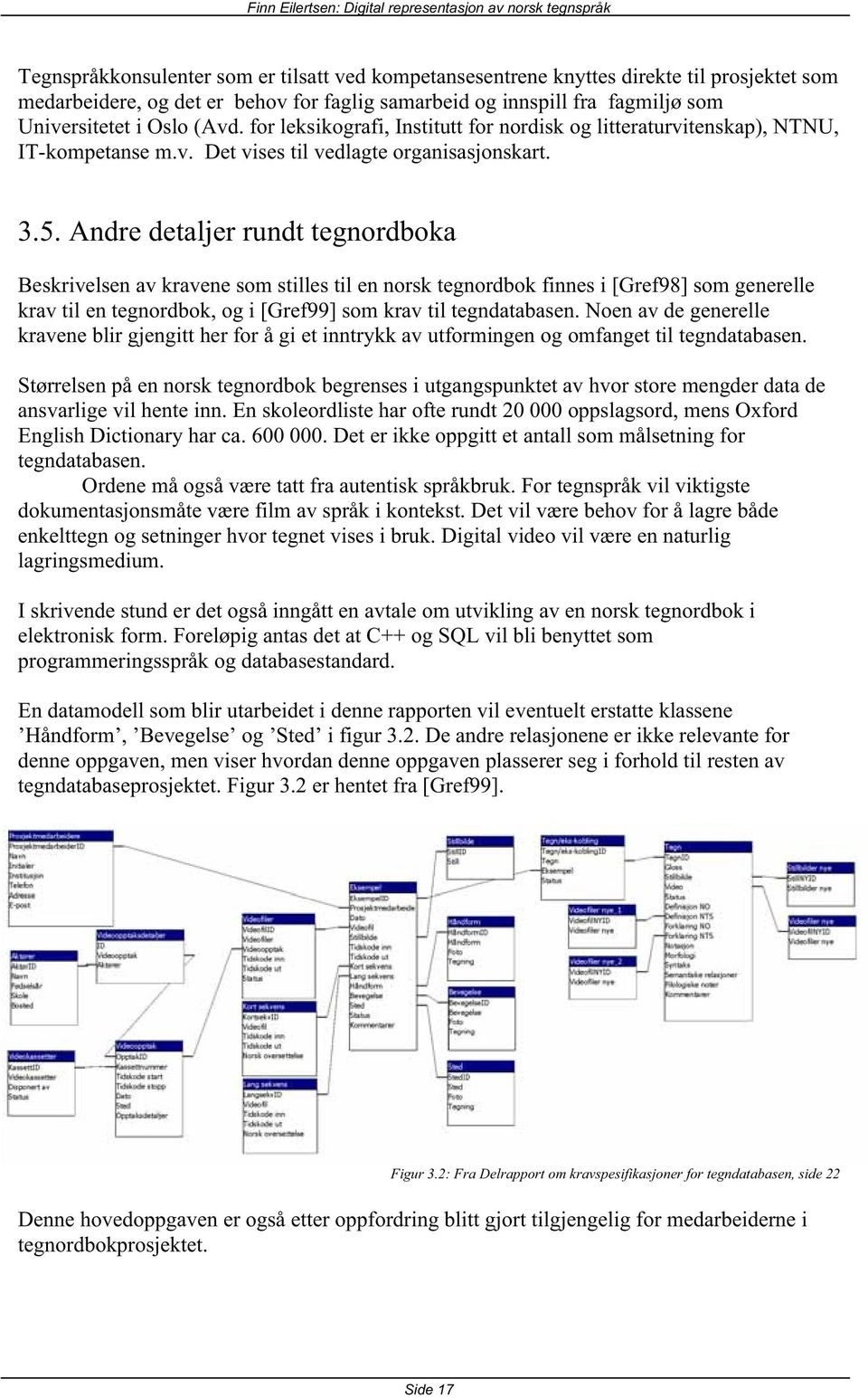 Andre detaljer rundt tegnordboka Beskrivelsen av kravene som stilles til en norsk tegnordbok finnes i [Gref98] som generelle krav til en tegnordbok, og i [Gref99] som krav til tegndatabasen.