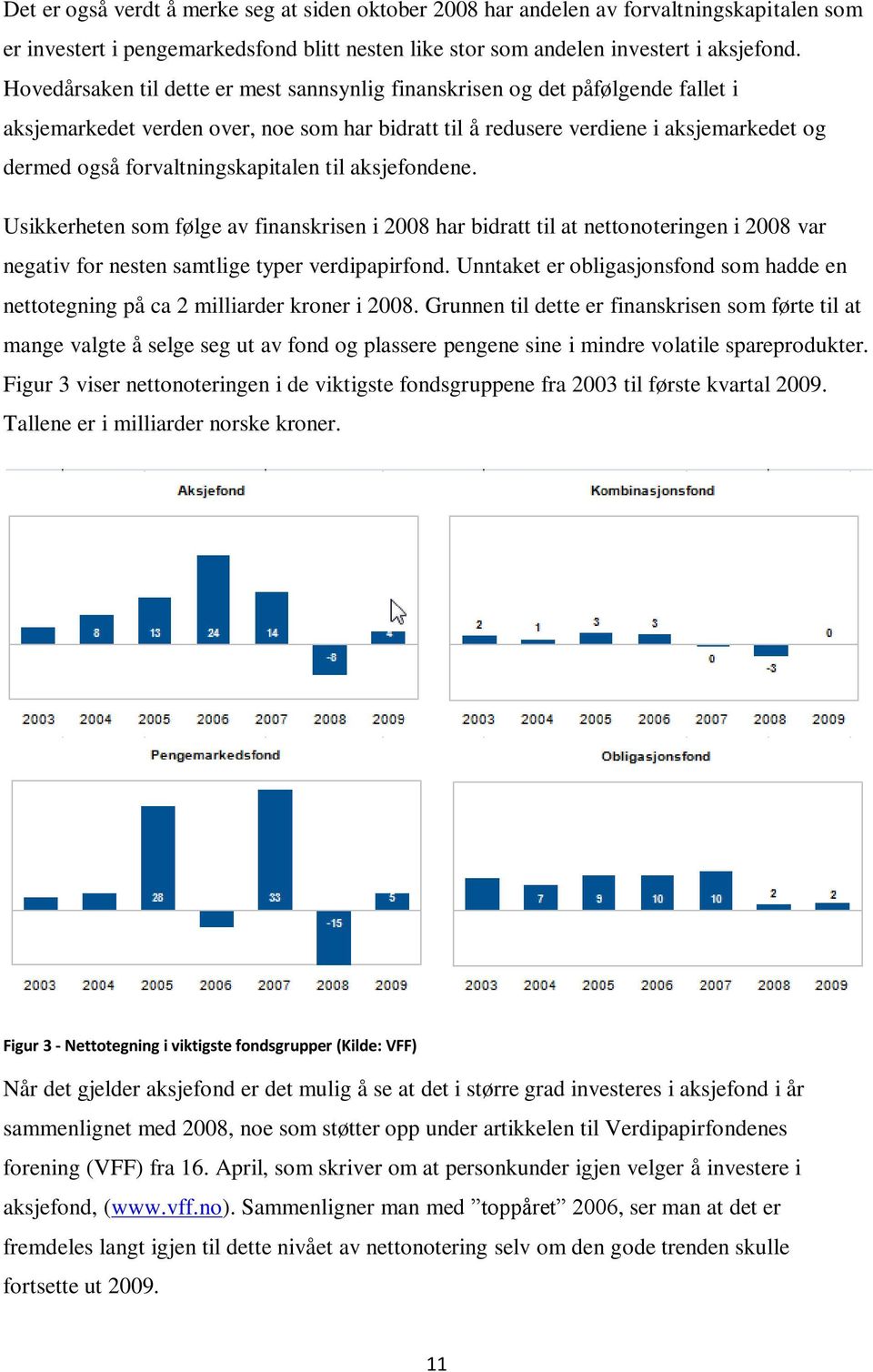 forvaltningskapitalen til aksjefondene. Usikkerheten som følge av finanskrisen i 2008 har bidratt til at nettonoteringen i 2008 var negativ for nesten samtlige typer verdipapirfond.