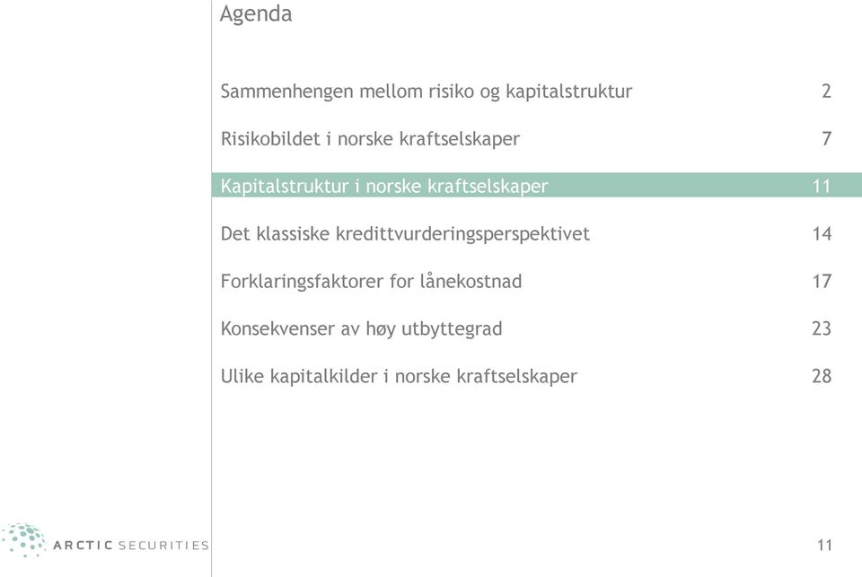 kredittvurderingsperspektivet 14 Forklaringsfaktorer for lånekostnad 17