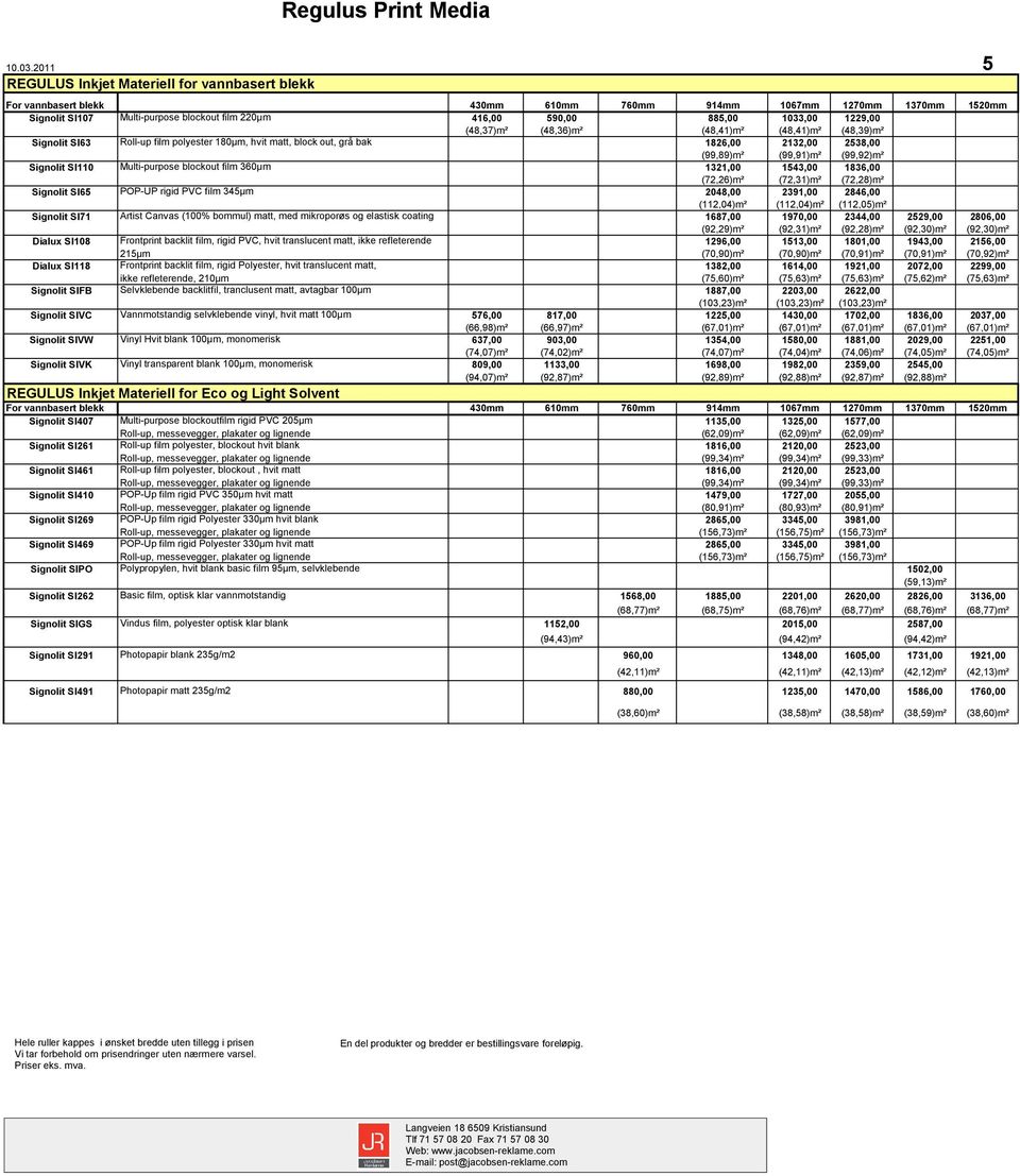 1033,00 1229,00 (48,37)m² (48,36)m² (48,41)m² (48,41)m² (48,39)m² Signolit SI63 Roll-up film polyester 180µm, hvit matt, block out, grå bak 1826,00 2132,00 2538,00 (99,89)m² (99,91)m² (99,92)m²