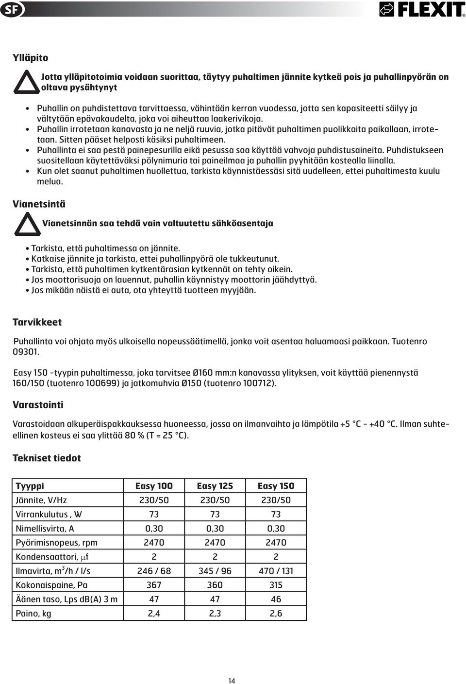 Sitten pääset helposti käsiksi puhaltimeen. Puhallinta ei saa pestä painepesurilla eikä pesussa saa käyttää vahvoja puhdistusaineita.