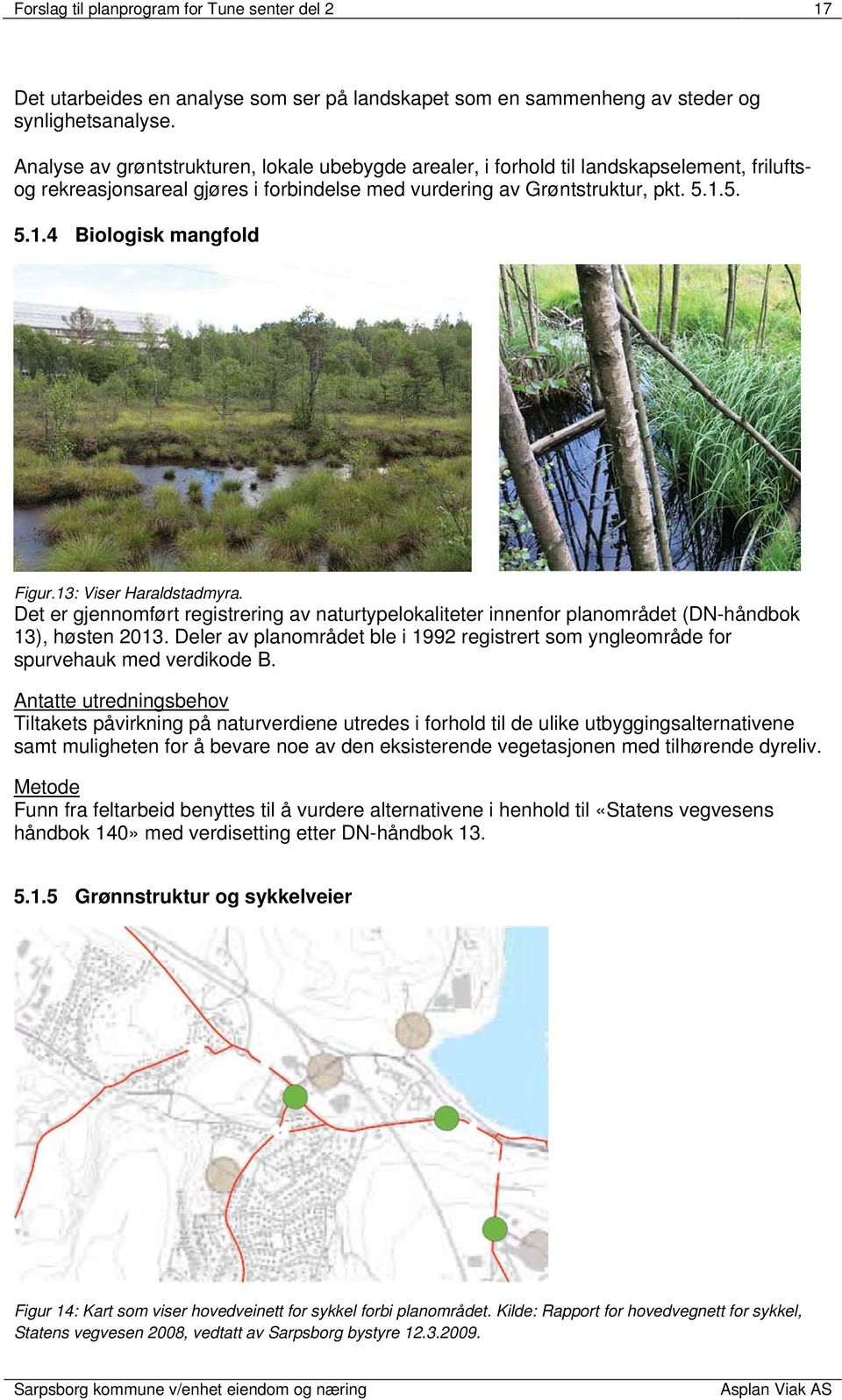 5. 5.1.4 Biologisk mangfold Figur.13: Viser Haraldstadmyra. Det er gjennomført registrering av naturtypelokaliteter innenfor planområdet (DN-håndbok 13), høsten 2013.