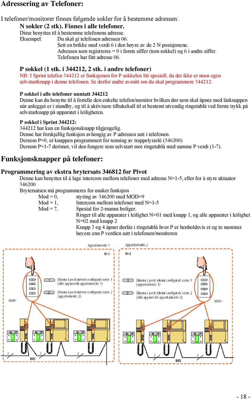 Telefonen har fått adresse 06. P sokkel (1 stk. i 344212, 2 stk.