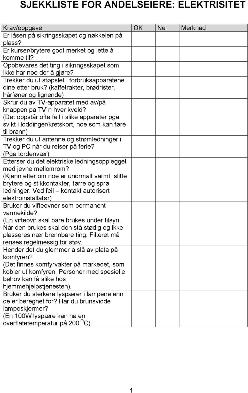 (kaffetrakter, brødrister, hårføner og lignende) Skrur du av TV-apparatet med av/på knappen på TV`n hver kveld?