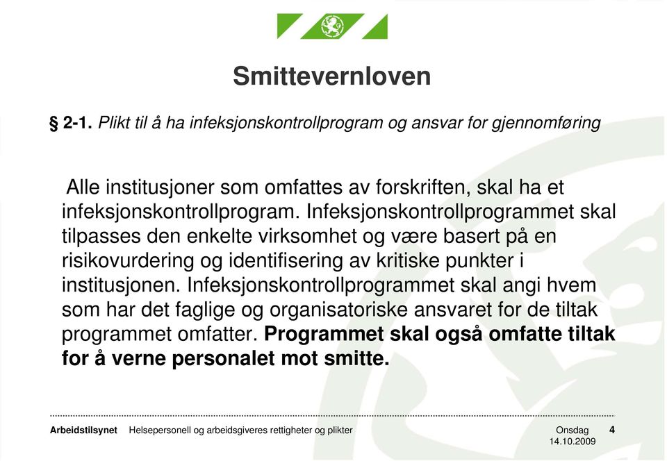 infeksjonskontrollprogram.