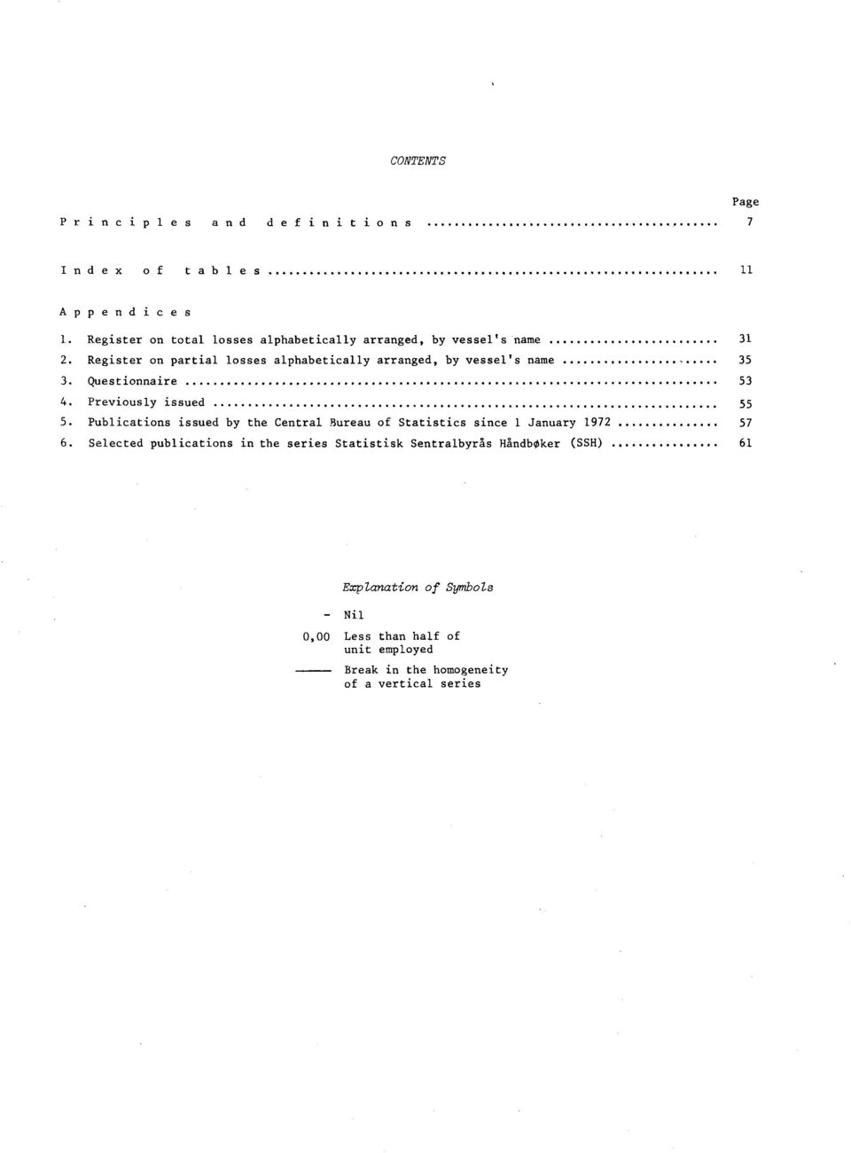 Register on partial losses alphabetically arranged, by vessel's name,s0 35 3. Questionnaire 53 4. Previously issued 55 5.