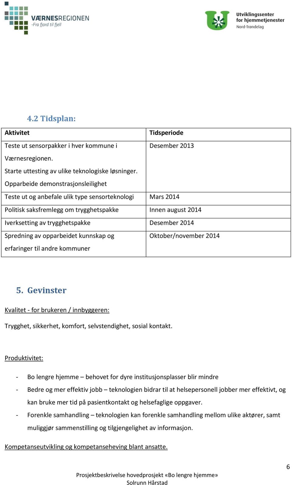 Spredning av opparbeidet kunnskap og Oktober/november 2014 erfaringer til andre kommuner 5.