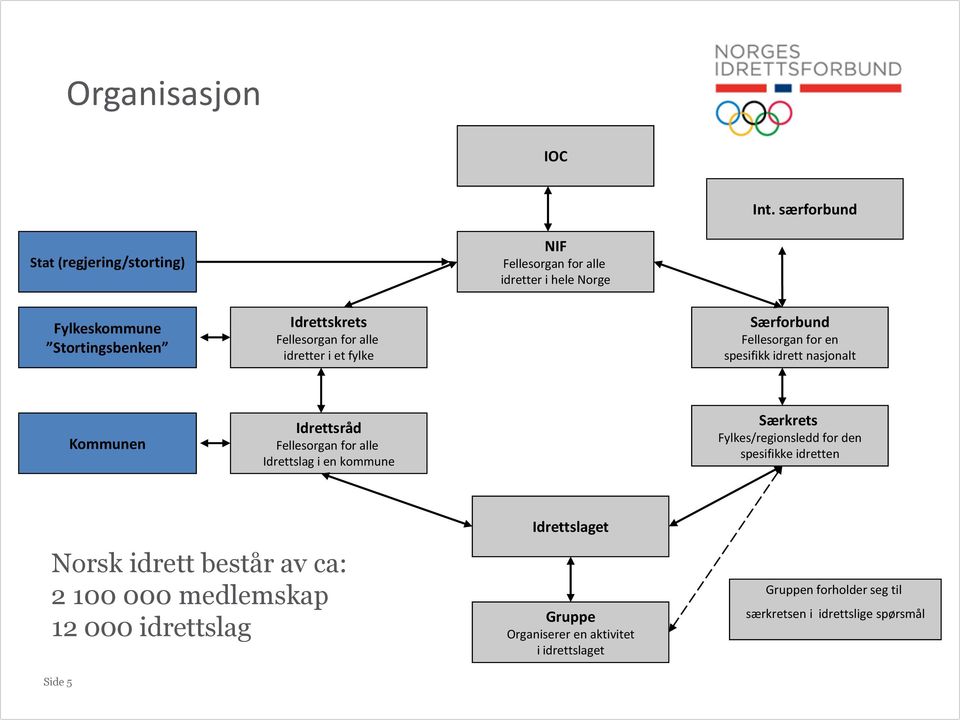 for alle idretter i et fylke Særforbund Fellesorgan for en spesifikk idrett nasjonalt Kommunen Idrettsråd Fellesorgan for alle Idrettslag i