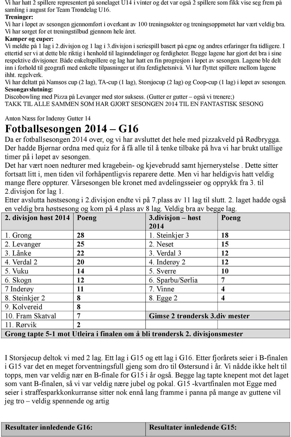 Kamper og cuper: Vi meldte på 1 lag i 2.divisjon og 1 lag i 3.divisjon i seriespill basert på egne og andres erfaringer fra tidligere.