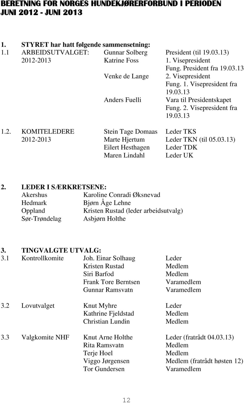 2. KOMITELEDERE Stein Tage Domaas Leder TKS 2012-2013 Marte Hjertum Leder TKN (til 05.03.13) Eilert Hesthagen Leder TDK Maren Lindahl Leder UK 2.