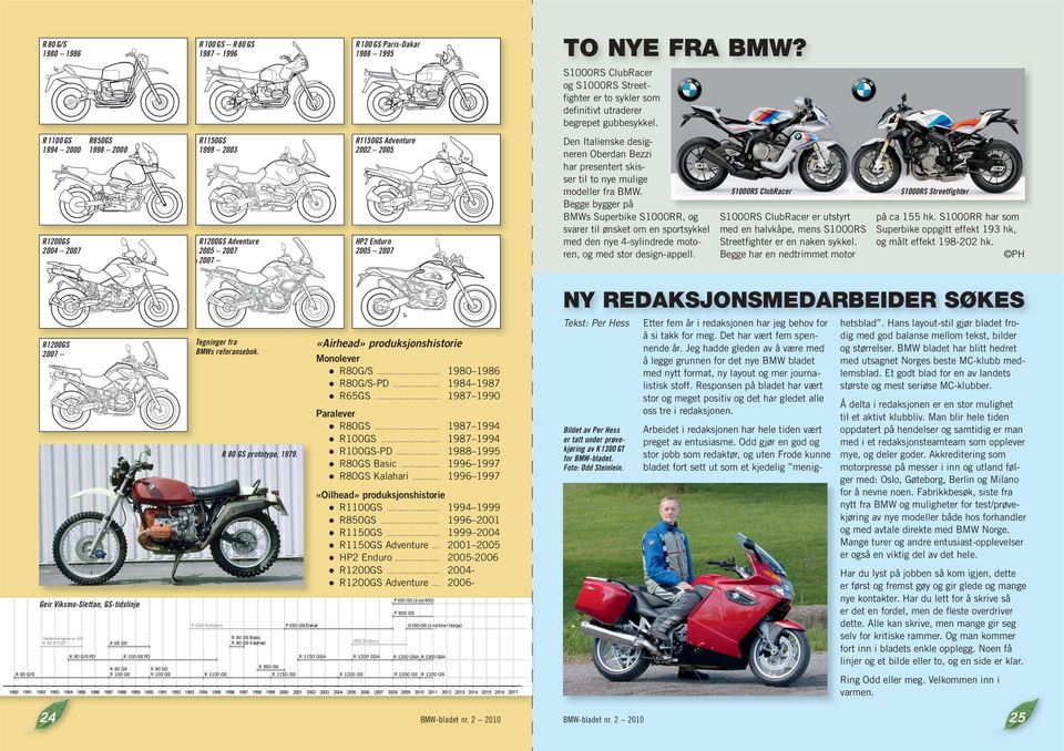 presentert skisser til to nye mulige modeller fra BMW. Begge bygger på BMWs Superbike S1000RR, og svarer til ønsket om en sportsykkel med den nye 4-sylindrede motoren, og med stor design-appell.