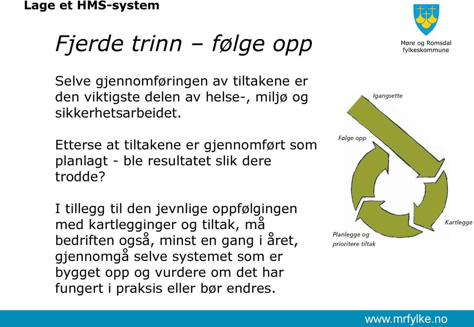 Etterse at tiltakene er gjennomført som planlagt - ble resultatet slik dere trodde?