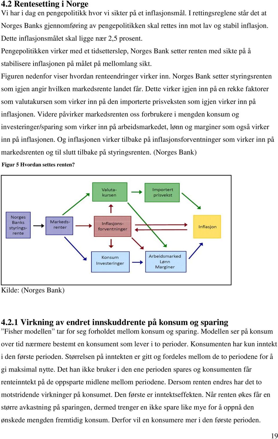 Pengepolitikken virker med et tidsetterslep, Norges Bank setter renten med sikte på å stabilisere inflasjonen på målet på mellomlang sikt. Figuren nedenfor viser hvordan renteendringer virker inn.