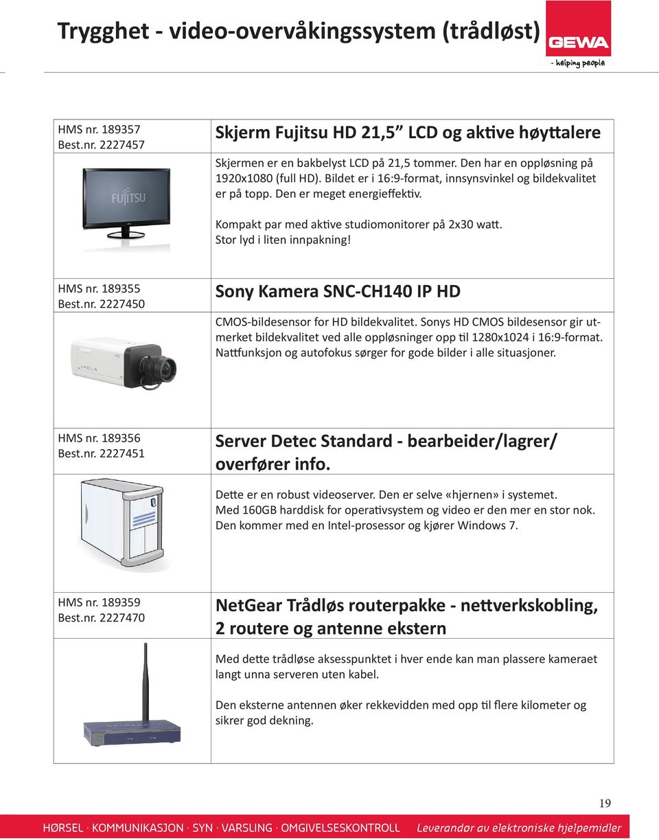 Stor lyd i liten innpakning! HMS nr. 189355 Best.nr. 2227450 Sony Kamera SNC-CH140 IP HD CMOS-bildesensor for HD bildekvalitet.