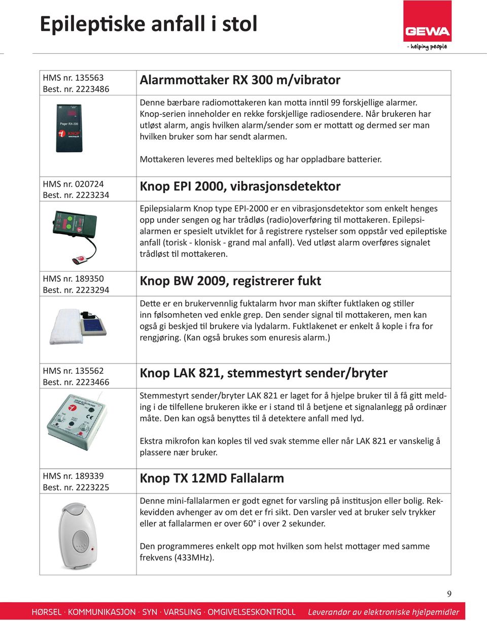 Mottakeren leveres med belteklips og har oppladbare batterier. HMS nr.