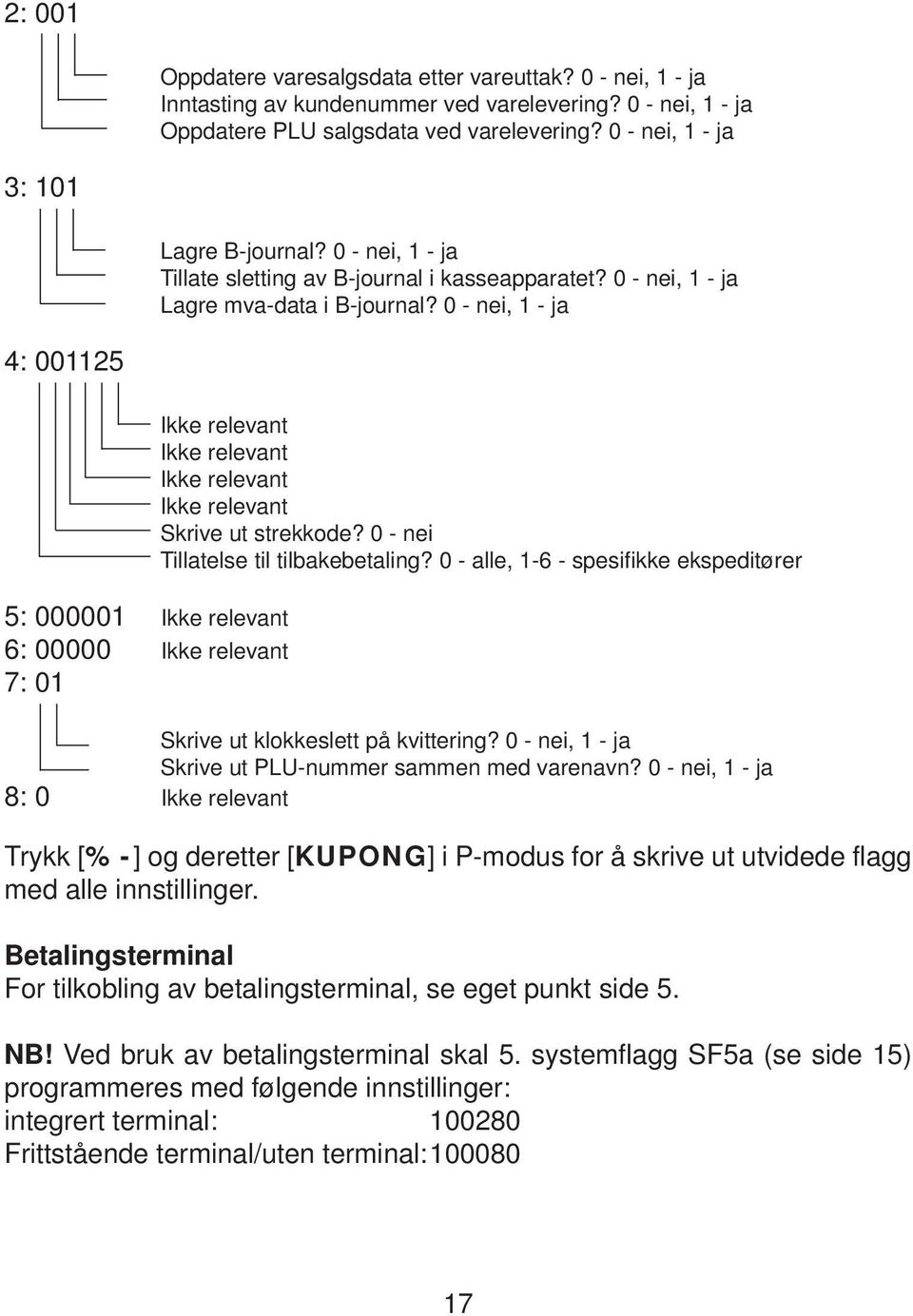 0 - nei, 1 - ja 4: 001125 5: 000001 Ikke relevant 6: 00000 Ikke relevant 7: 01 Ikke relevant Ikke relevant Ikke relevant Ikke relevant Skrive ut strekkode? 0 - nei Tillatelse til tilbakebetaling?